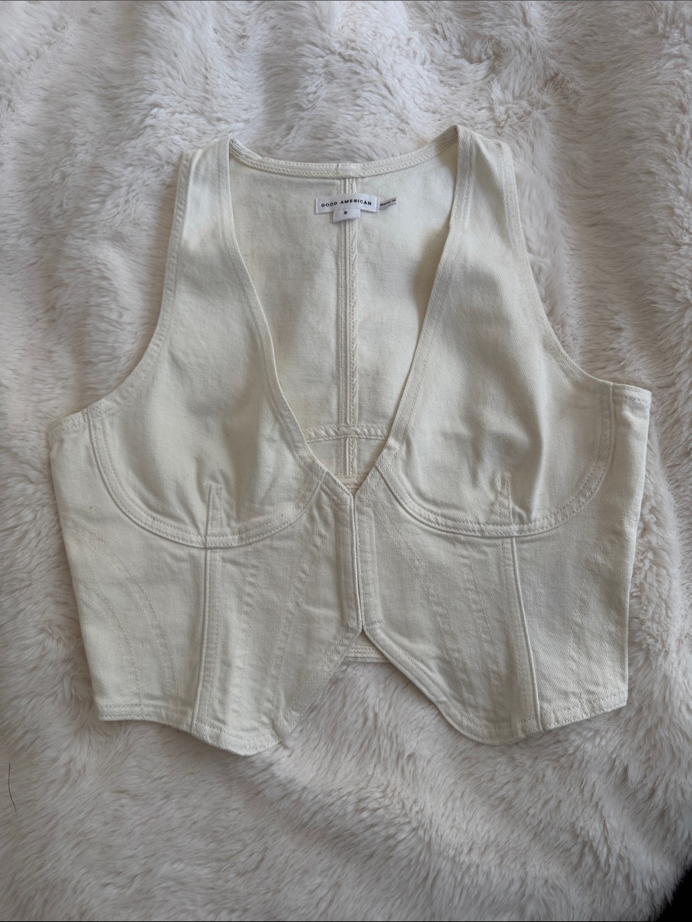 Good American Cream Corset-Style Crop Vest